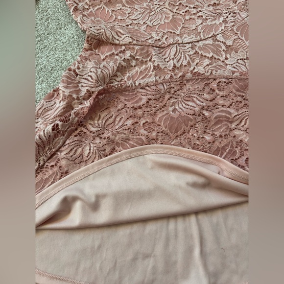 Material Girl Pink Floral Lace Long Sleeve Dress Women Junior Size Medium - Picture 14 of 15